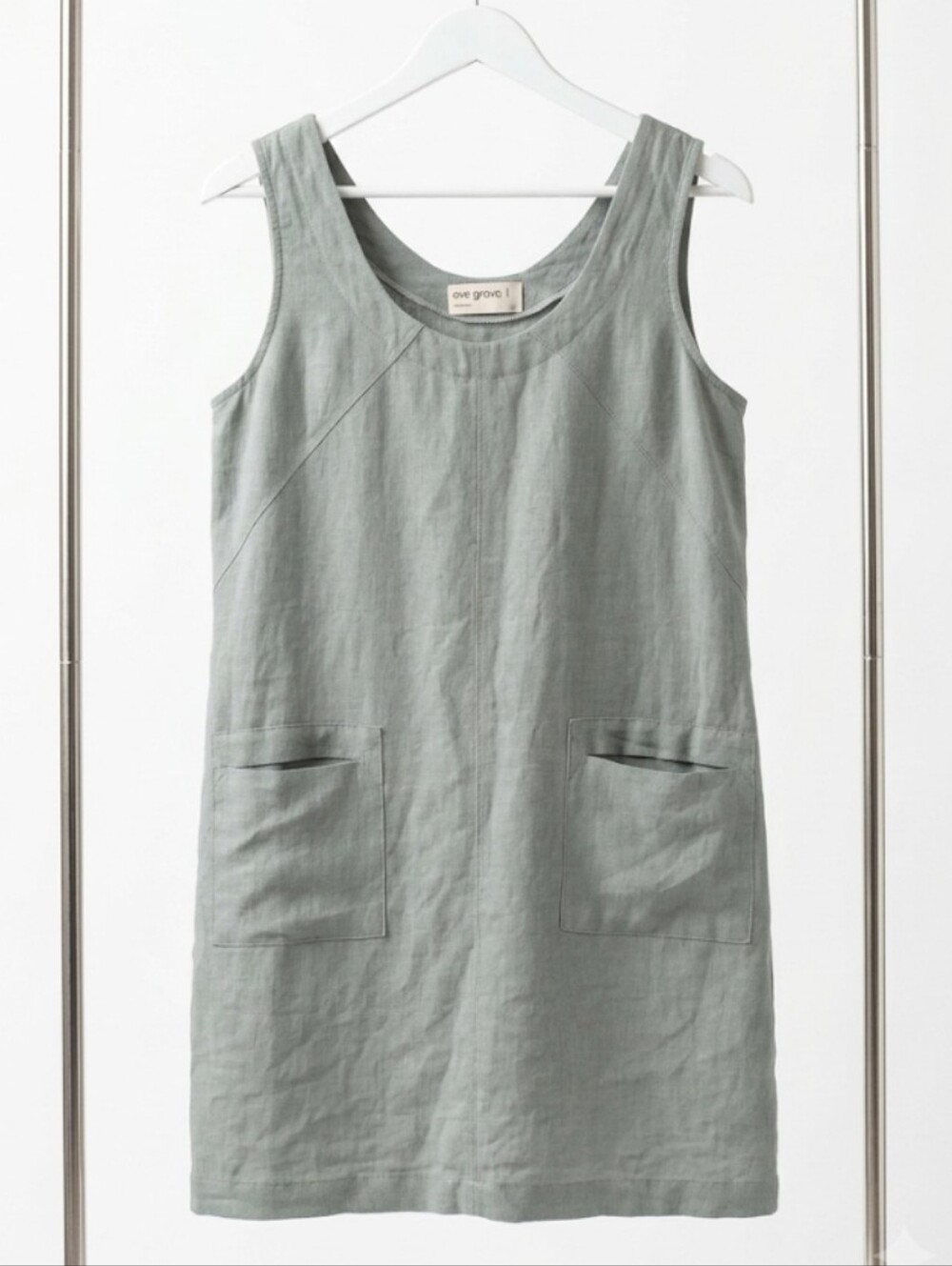 Eve Gravel Linen Blend Sleeveless Pocket Dress Size L - Picture 1 of 9